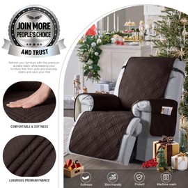 TAOCOCO 100% Waterproof Recliner Chair Cover, Oversized Recliner Covers for Large Recliner Chair with Double Straps, Non Slip Reclining Chair Cover for Kids, Pets(Oversized Recliner, Coffee)