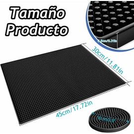 4 Pzs Alfombrillas de Bar,Antideslizantes Alfombrilla de Goteo,Juego de Posavasos de Silicona Antideslizante, Accesorios de Bar,1 Tapete para Barrapara y 3Posavasos,para Cocina,Doméstica,Bartops,Cafés