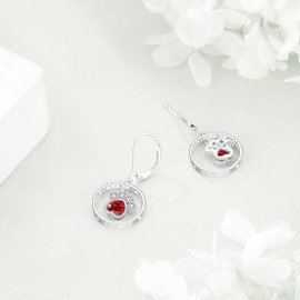 Paw Print Leverback Earrings Sterling Silver Dog Paw Poodle Cat Puppy Dangle Drop Earrings Animal Jewelry for Women