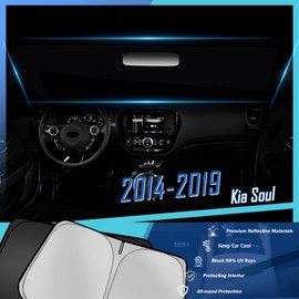 Tombyda Windshield Sunshade for 2014-2019 Kia Soul Front Window Sun Shade Custom Sunscreen Double Layers Design