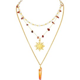 PINK TOWN Sun Necklace for Women Vintage Bohemian Spiral Sun Pendant Necklace Unique Gold Statement Sun Necklace Boho Style Jewelry (Gold 4)