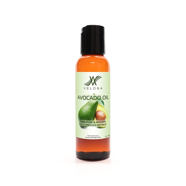 Avocado Oil by Velona - 2 oz | 100% Pure and Natural Carrier Oil | Refined, Cold Pressed | Hair, Body and Skin Care | Use Today - Enjoy Results