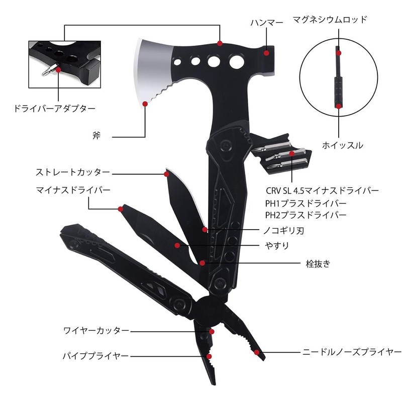 Multi Tool Multi-Function Hatchet 16-in-1 Multi Tool Survival Gear Axe