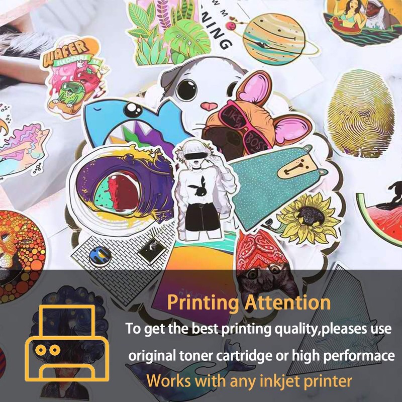 QYH Printable Vinyl Sticker Paper for Inkjet & Laser Printer