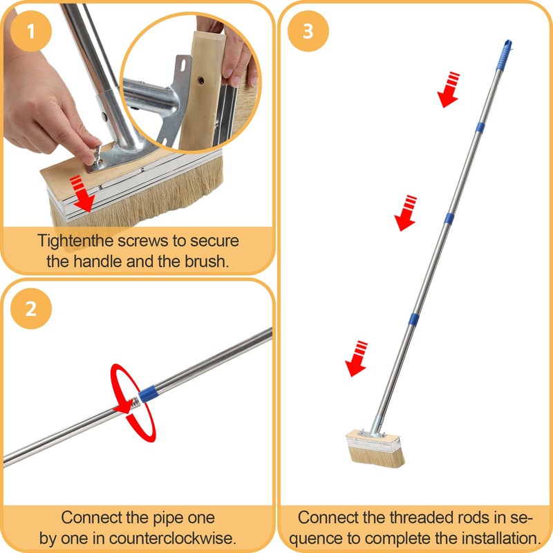 Deck Stain Brush Applicator with 60" Long Handle, 7” Wide