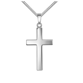 Cross Pendant 925 Silver Cross with Necklace Length Selectable, With chain: length 45 cm