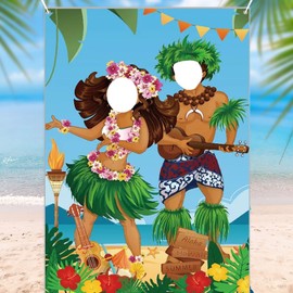 XZEIT Luau Party Decoration Hawaii Photo Background, Party Decoration Hawaii Photo Background Photo Banner, Hawaiian Aloha Party Luau Couple Support Summer Beach Tropical Decoration Party Beach Party