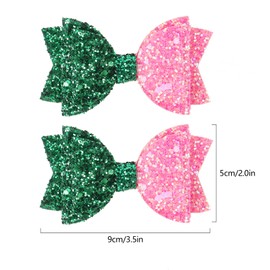 Witch Hair Accessories, 2PCS Witch Hair Bow Clips Glitter Pink and Green Bow Clips Wicked Hairs Accessories for Girl Women