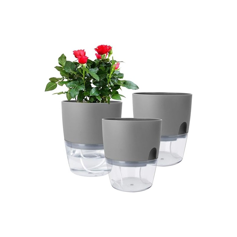 DHSUN Self-Watering Flower Pot, Herb Pot, Kitchen Set, Windowsill, Self-Watering,