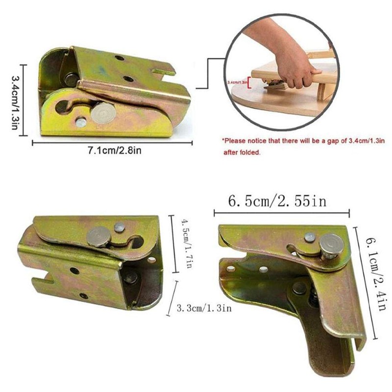 2 Pack Folding Bracket-Self-Locking Hinge-Leg Fittings and Angle Braces-for Folding