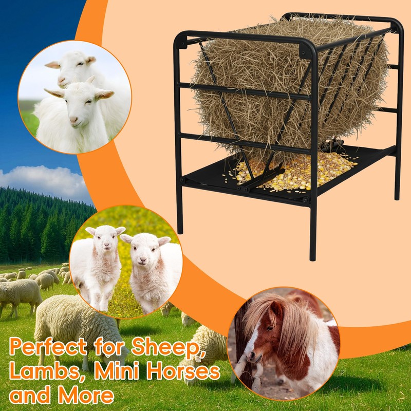 WYJREES Hay Feeder for Goat, 35 Gallon Heavy-Duty Livestock Feeder