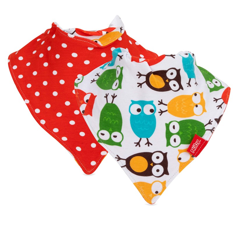 Nuby 2-pk Dribble Catcher Bandana bibs, Super Absorbent Drool Bib
