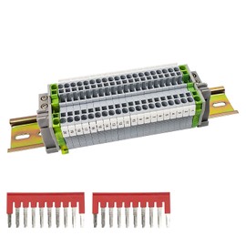 Pack of 20 UK/2.5B DIN Rail for Pluggable Quick Wiring, SRJQXH Clamp Block, DIN Rail, with 20 cm DIN Rail and Earth Clamp, Spring Clamped Wire Clamp Not Loose