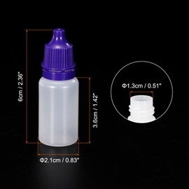 PATIKIL 10ml Liquid Dropper Bottle, 50 Pack PE Squeezable Dropping Eye Dropper Container with PP Cap for Home Travel, Purple