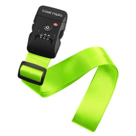 Travel Inspira Luggage Straps with TSA Combination Lock - Adjustable, Easy to Use, Protect Your Luggage, Fluorescent Green