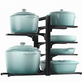 ORDORA 6-Tier Pots and Pans Organizer under Cabinet, Kitchen Cabinet Organizers and Storage, Heavy Duty Pots and Pan Storage Rack Organizer inside Cabinet, Adjustable Pot Rack