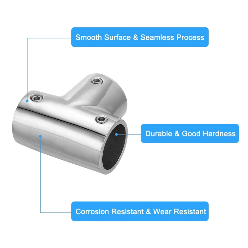 uxcell 4 Pcs Boat Handrail Fitting, 3-Way Pipe Connector Marine