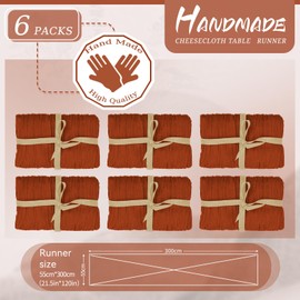 YMHPRIDE 6 Packs Cheesecloth Table Runner Terracotta, 55x300cm Rustic Gauze Fabric Boho Table Runner, Cheesecloth Wedding Table Decor for Wedding Party Bridal Shower Table Decorations