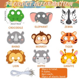 Lonfliness 36 Set Animal Coloring Masks Color Your Own Jungle Animal Mask Paper Art Craft DIY Safari Animal blank Mask Masquerade Birthday Dress-Up Party Favors School Activities Supplies