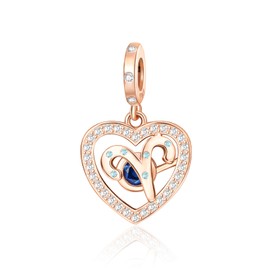 DATOUQI Zodiac Sign Charm for Bracelets and Necklaces Rose Gold 925 Sterling Silver Aries Charm, 12 Horoscope Constellation Birthstone Beads (Aries (3.21 – 4.19)