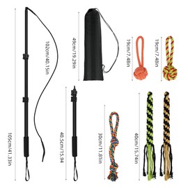 Flirt Pole for Dogs, Extendable Dog Flirt Pole with Detachable Interactive Toys Dog Teaser Wand with Lure Chewing Toy for Outdoor Exercise & Training Interactive Dog Toys for Large Medium Small Dogs