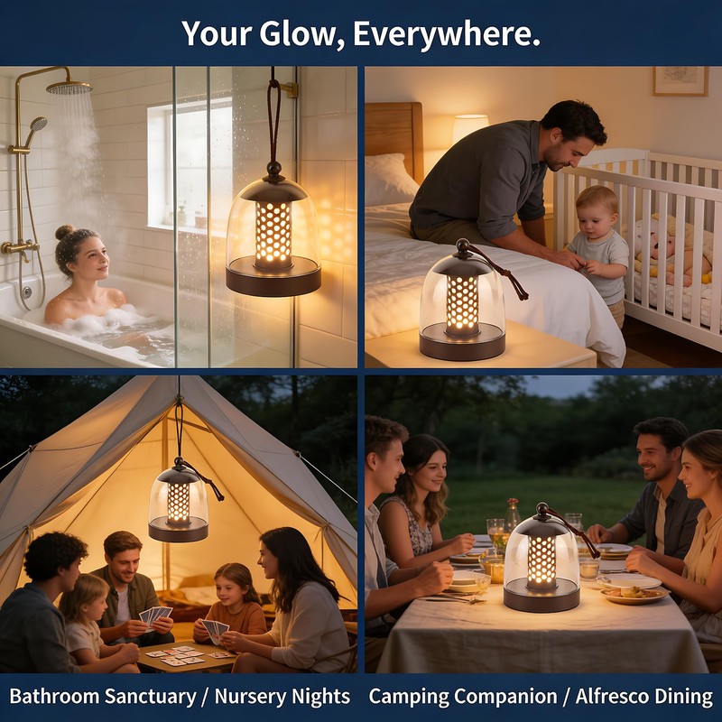 Battery operated lamp,Camping Rechargeable Lantern for Power Outages Essentials,Cordless Outdoor