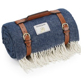 Waterproof Picnic Blankets- Extra Large Outdoor Blanket Foldable, Beach Blanket with PU Handles, Sandproof Picnic Mat for Hiking, Camping, Lawn, Park, Grass. Blue