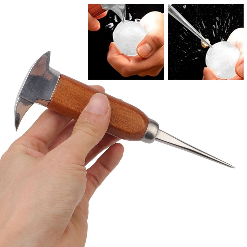 304 Stainless Steel Ice Chisel Wooden Handle Ice Chipper Hand