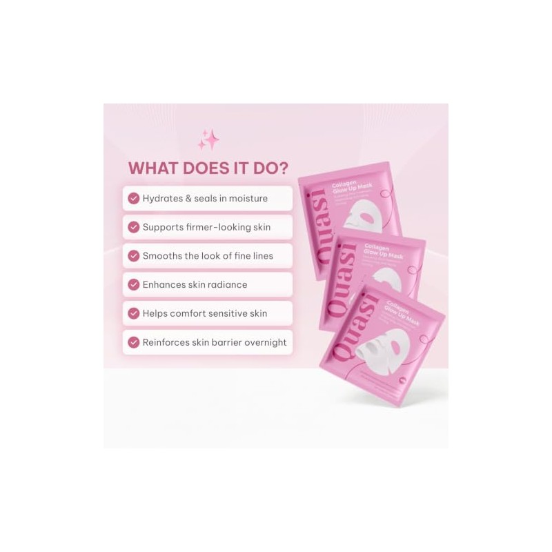 Quasi Collagen Glow Up Mask Hidratante Reafirmante 4 Piezas