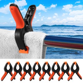 8 Pack Marine Boat Rail Towel Clips-Pontoon Boat Accessories-Storm Proof &Dual Locking Technology Pontoon, Purpose Towel Clips for Boat, Chairs, Camping, Fishing, Tarps