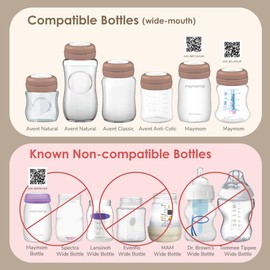 Maymom Screw Lids Aka Travel Caps with Rewritable Sealing Disc Compatible with Avent, Maymom Wide Mouth Bottles; Cap Replace Avent Natural Bottle Sealing Ring and Sealing Disc, 4pcs. (Brown)