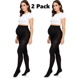 JUST BEAUTY TOUCH Opaque Maternity Tights, Pregnancy Tights, Comfortable Maternity Pantyhose, 100 DEN, 1or 2 Pairs, Soft Stretch Microfiber, Sizes S - XL