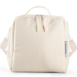 Modaniam- Modern-Insulated Lunch Bag| |Cream Lunch box for woman, Adults for work, Office, College,Picnic|Modern |Stylish|Nylon|Large/Medium, cute, Aesthetic| Vanilla-White- Cross Body