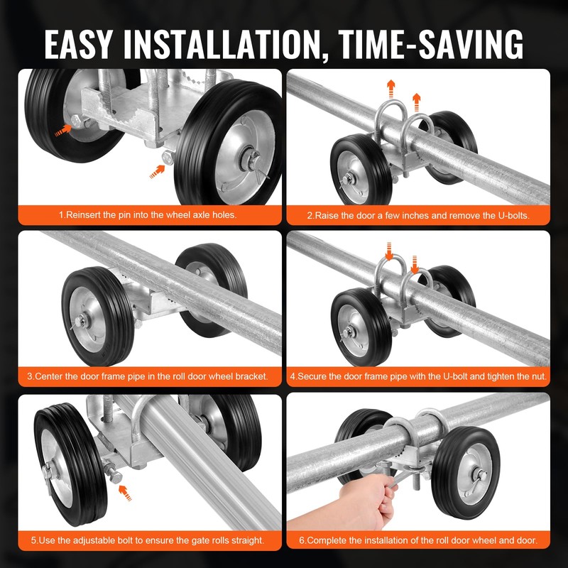 Happybuy Sliding Gate Kit, 6” Rolling Gate Hardware Kit, Universal