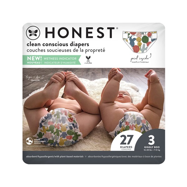 The Honest Company - Eco-Friendly and Premium Disposable Diapers - Pandas, Size 3 (16-28 lbs), 27 Count
