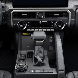 KUJOOY for Toyota Tacoma 2024 2025 w/14 Display 4Runner 2025 Interior Accessories AC Center Consoles Control Audio Switch Drive Volume Knob Cover Air Conditioner Aluminum Alloy (Black, 14“ Screen)