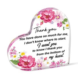 Rumyve Acrylic Heart Shaped Desktop Plaque - Transparent Crystal Thank You Gift for Teachers, Friends, and Colleagues