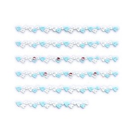 Blue & White Heart w/Rhinestone Strip Nail Stickers/Decals