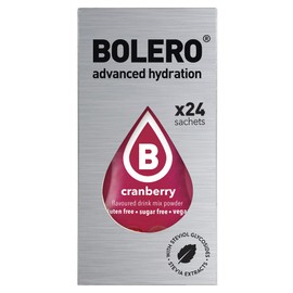 Bolero CRANBERRY 24x3g | Saftpulver ohne Zucker, gesüßt mit Stevia + Vitamin C | geeignet für Kinder, Sportler und Diabetiker | glutenfrei und veganfreundlich | Cranberry-Geschmack