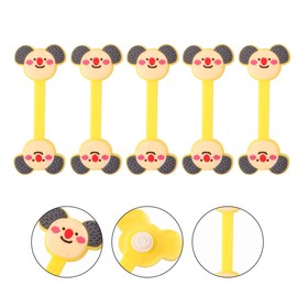 DOITOOL 5pcs Cartoon Earphone Organizer Button Style Wire Arrangement Tidy Cord Winder for Headphone Cables Practical Desktop Storage Yellow Design for Home Office Use