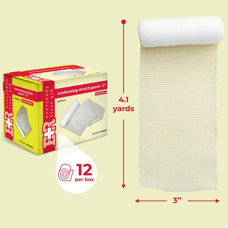 Ever Ready First Aid Conforming Gauze Roll Bandage Non Sterile