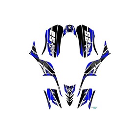 Kalair GFX Graphics Kit for Kawasaki KFX 700 (2004-2009) Shred Series Blue 16 Mil-ATV UTV Dirt Bike Stickers,Quad Dirtbike Racing Decal Automotive Motocross Accessories no Plastics