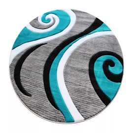 Flash Furniture Athos 5X5 Abstract Rug, Turquoise - KP-RG952-55-TQ