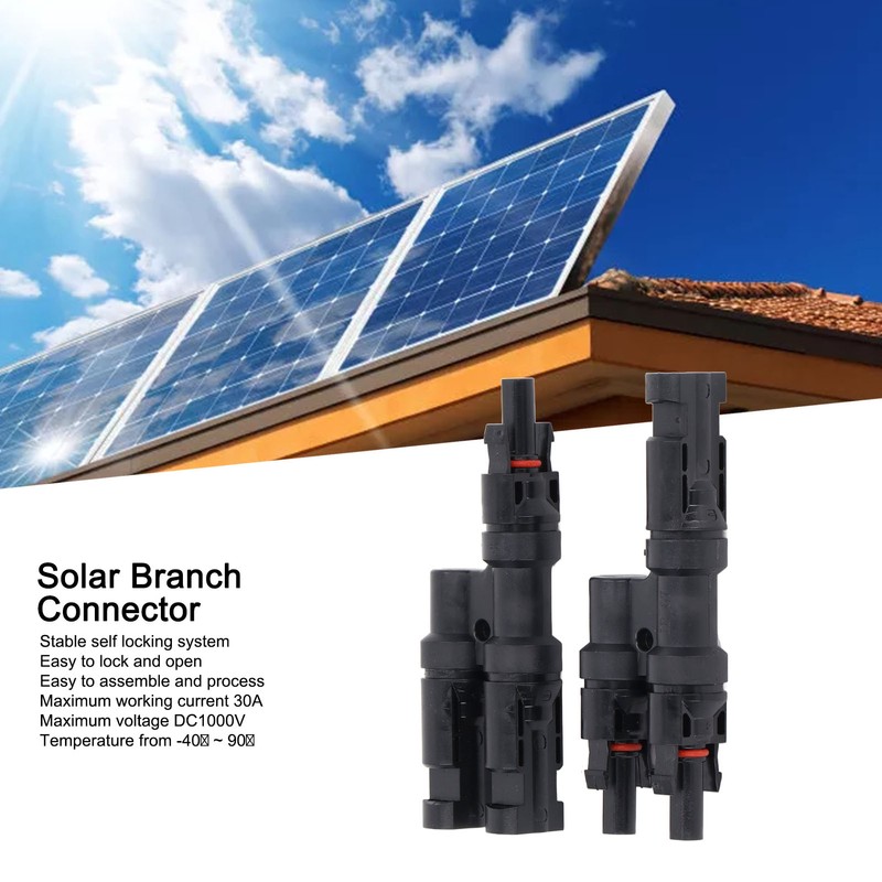 1 Pair Solar Branch Connector Panel Parallel Connection Cable Splitter