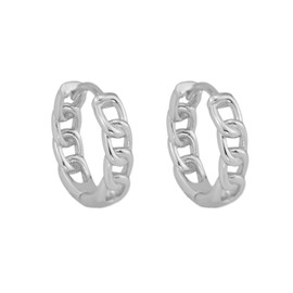 Stylish Rope Chain Hoop Huggie Earrings For Women Girls Minimalist 925 Fashion Sterling Silver 18k Gold Plated, Platinum Plated Hypoallergenic Jewellery with Gift Box (Platinum)