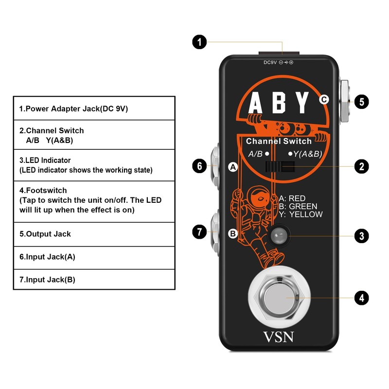 VSN ABY BOX Switch Guitar Pedal ABY Box Line Selector