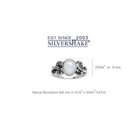 Silvershake 8X6mm Natural Oval Shape Moonstone 925 Sterling Silver Victorian Style Ring, Sterling Silver, Moonstone
