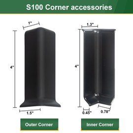 GAMZAU Baseboard Corner Blocks 4inch Height, Self Adhesive 3 Inside + 3 Outside Corners-Connector Between The Cove Base Wall Base Rubber Moulding Trim, Perfect Match for Our S100 Baseboard(Black)