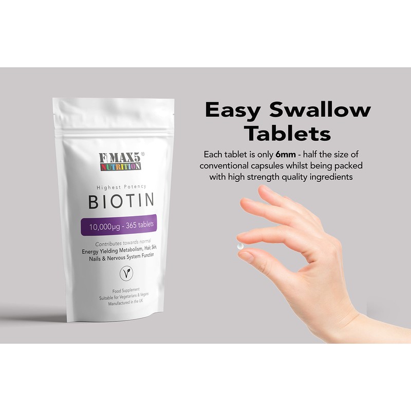 Biotin Hair Growth Supplement, 30-365 Tablets (1 Month to Full