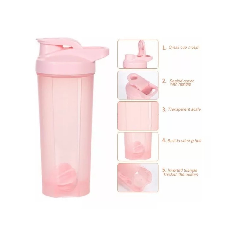 botella para gym Vaso Shaker Mezclador Con Bola Proteína Gym